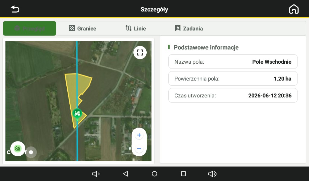 Szczegóły pola — granica i powierzchnia